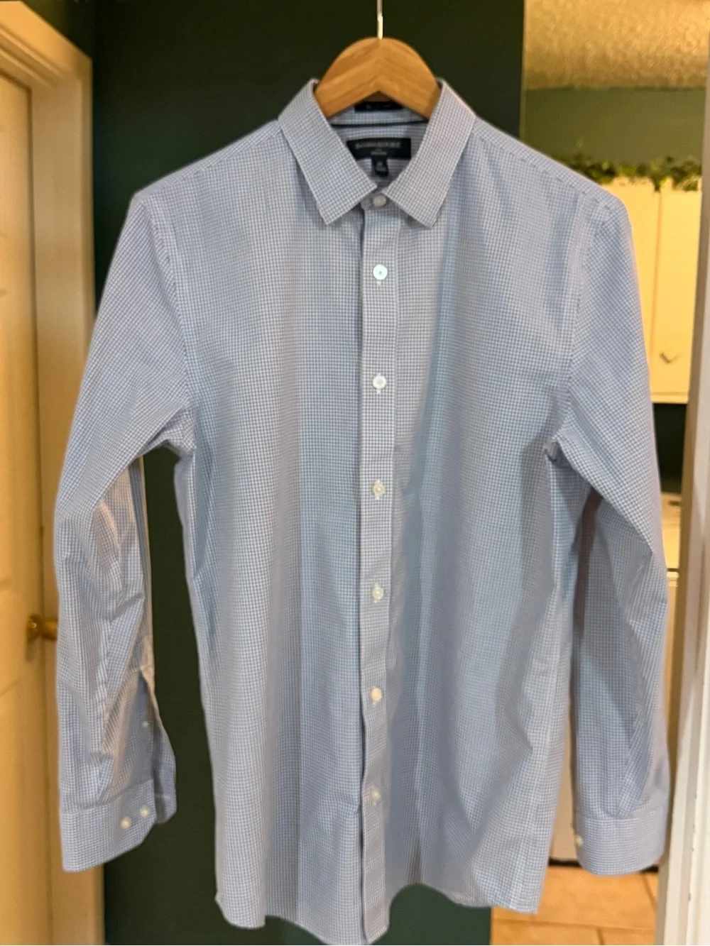 Banana Republic Micro-Gingham Dress Shirt - M slim fit